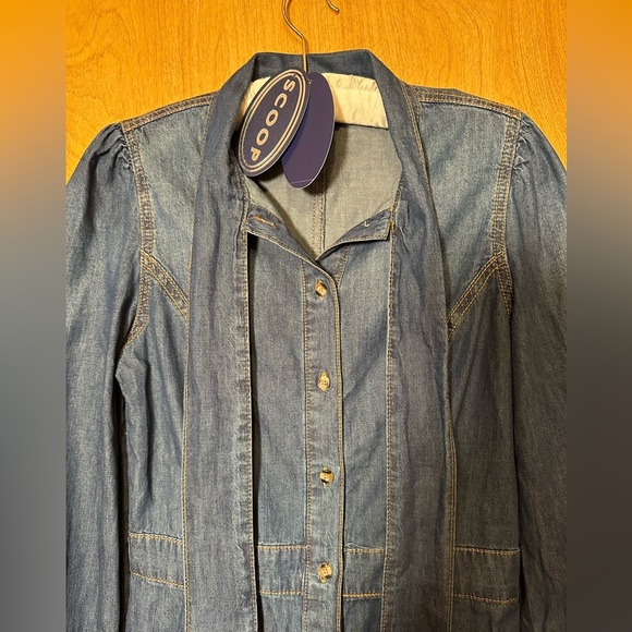 NWT Scoop XS denim tie-neck dress - Picture 4 of 8